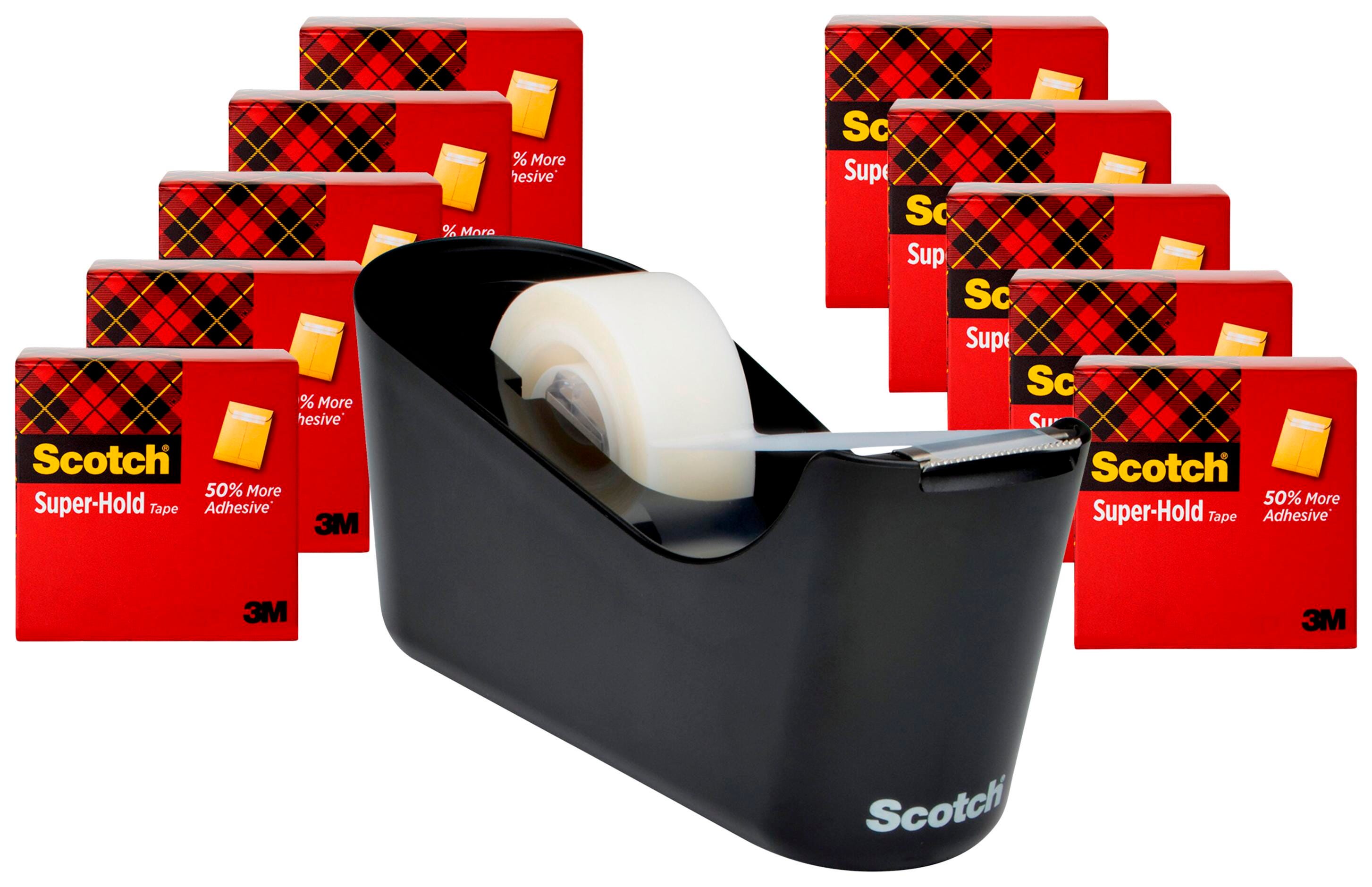 Scotch Super-Hold Tape 10巻パック Scotch Super Hold Tape With Dispenser, 100 Inches, Pack Of 10